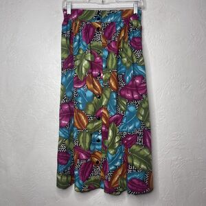 Vintage 90s Cristin Stevens Midi Skirt Size Small Tropical Vacation Cruise USA